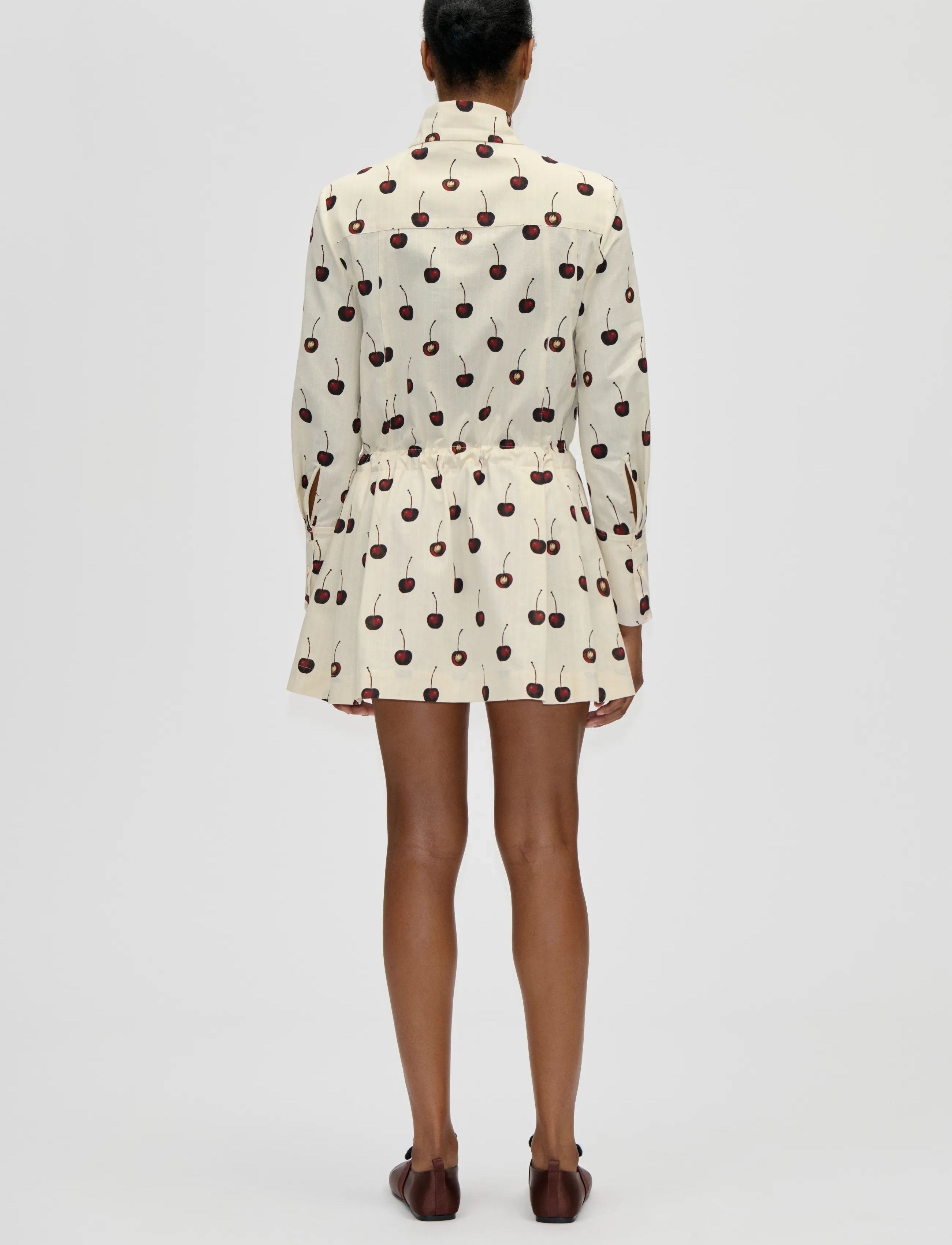 STINE GOYA - Crisp Stripe Shirting, Pullover Parka Dress - korta klänningar - cherries - 3
