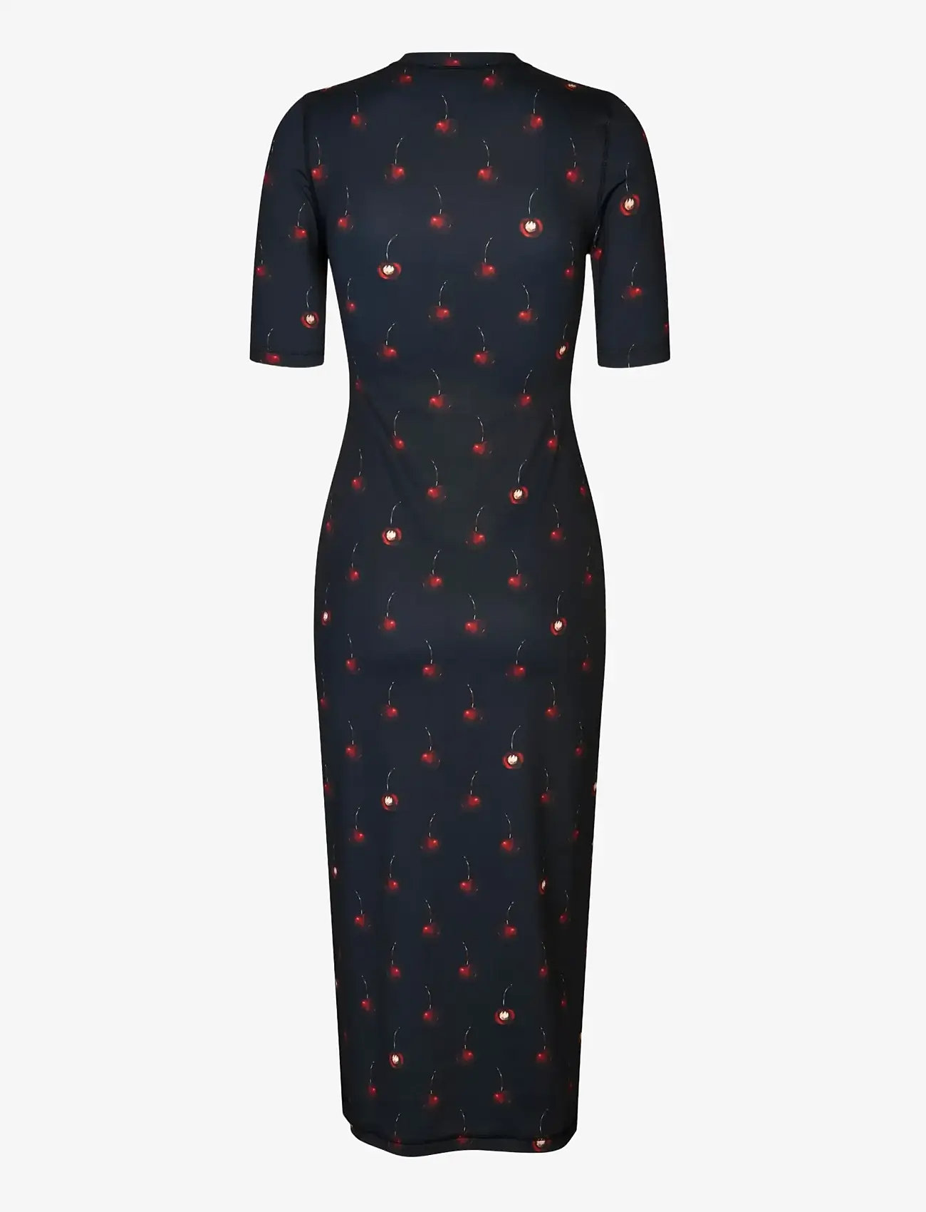 STINE GOYA - Stocking Jersey, Short Sleeve Crewneck Midi Dress - maxikjoler - cherries - 2
