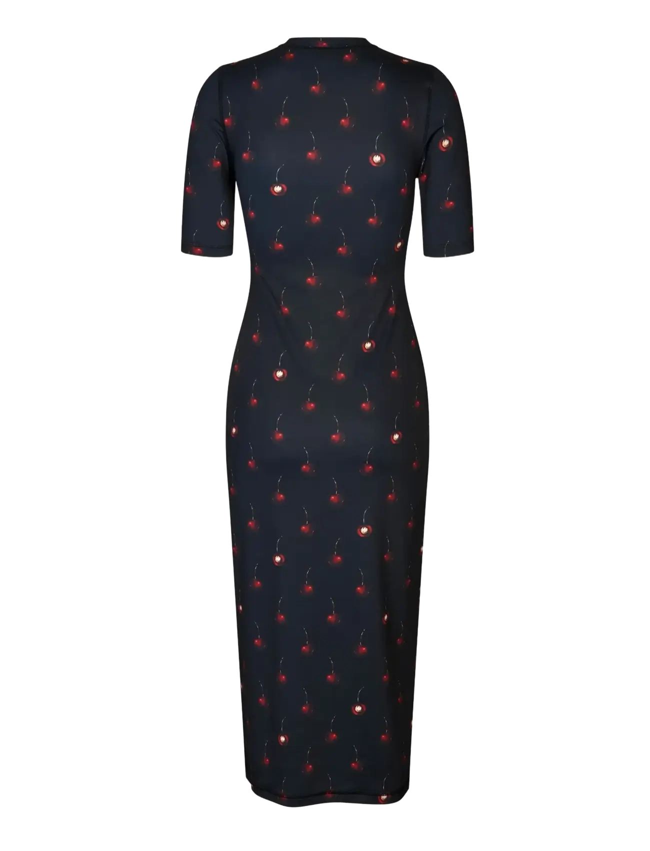 STINE GOYA - Stocking Jersey, Short Sleeve Crewneck Midi Dress - maxi dresses - cherries - 2