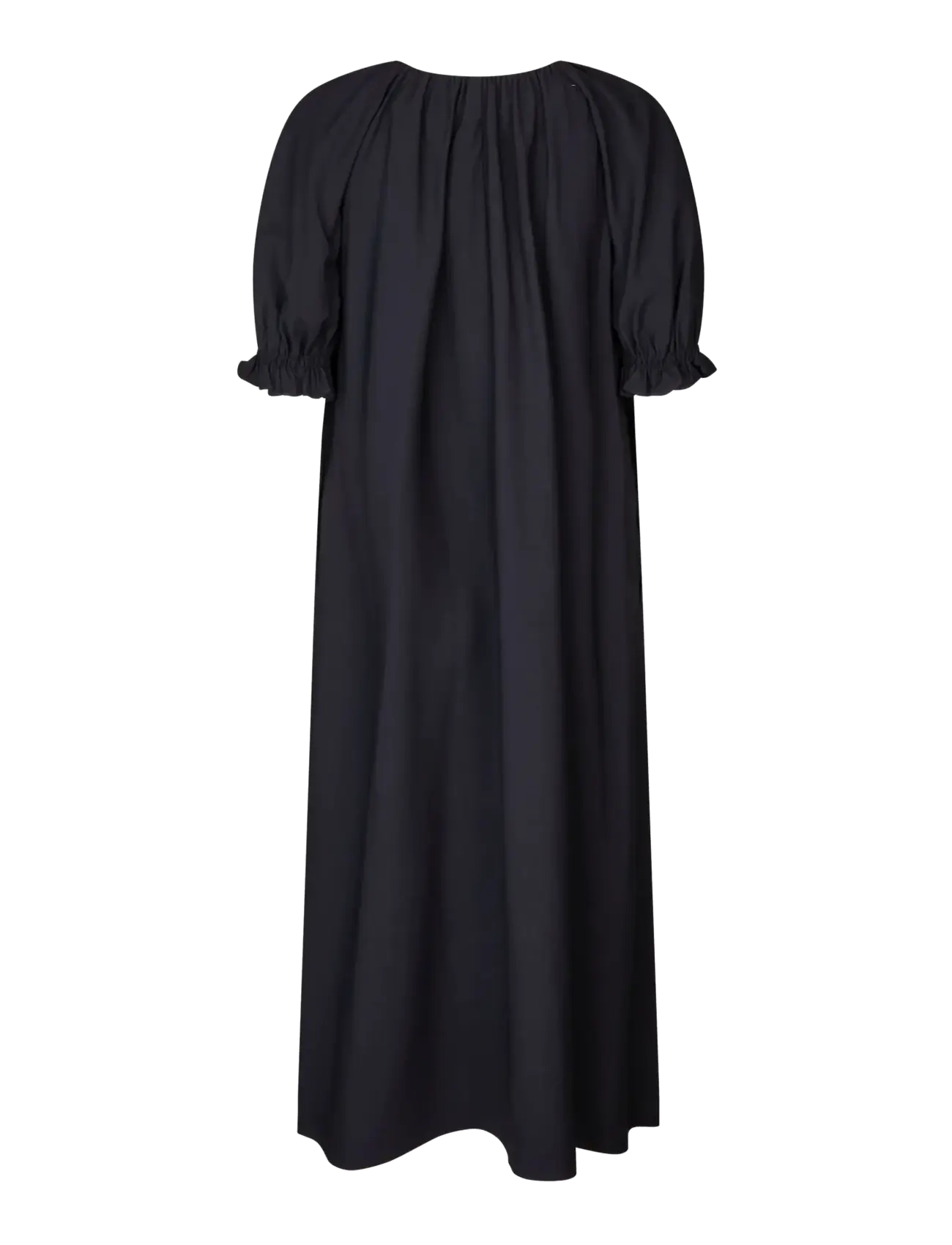 STINE GOYA - Solid Viscose, Puff Sleeve Detail Long Dress - maxiklänningar - midnight navy - 2