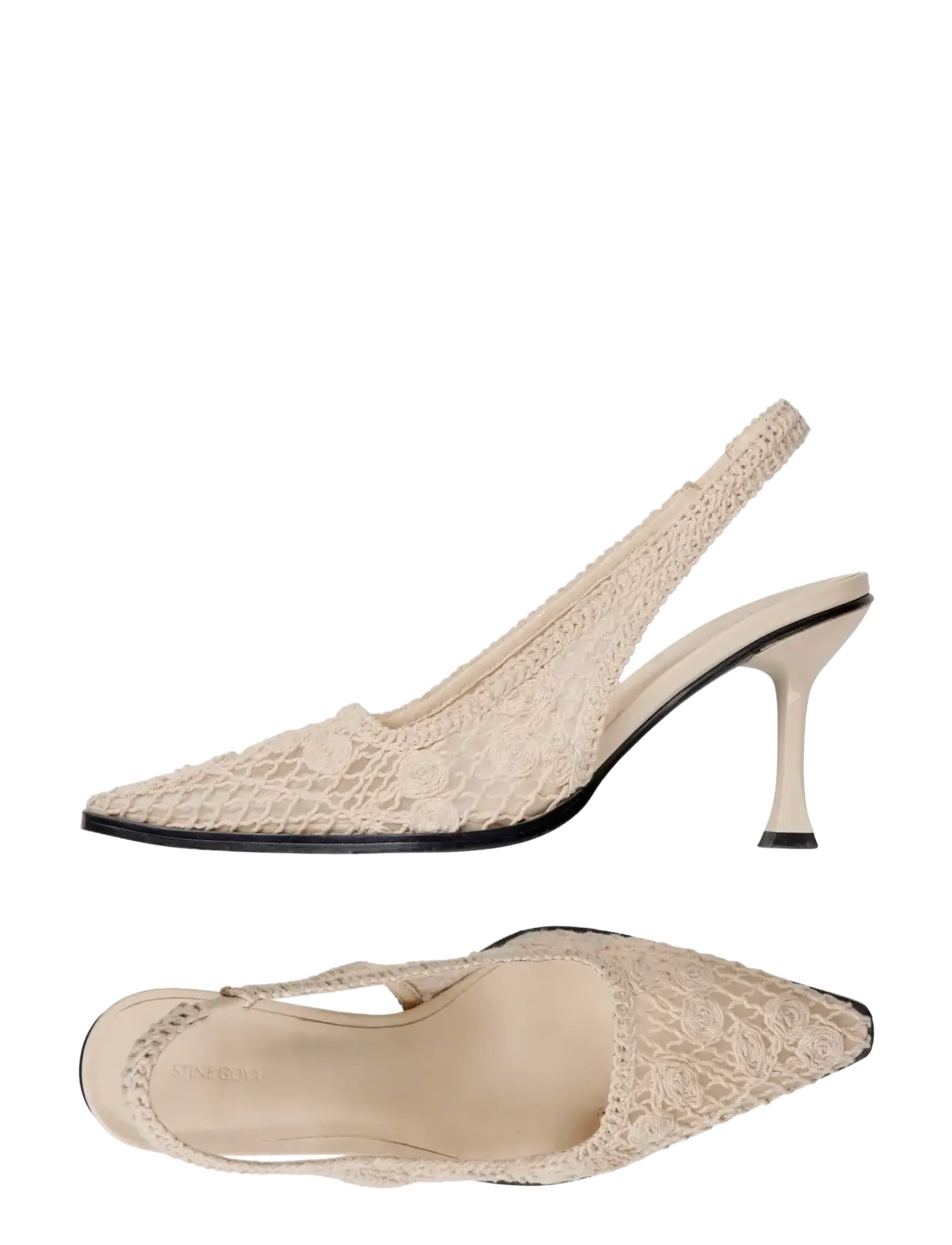 STINE GOYA Sling Back Heel, Crochet Mesh Sling Back Cream - 41 - Damen