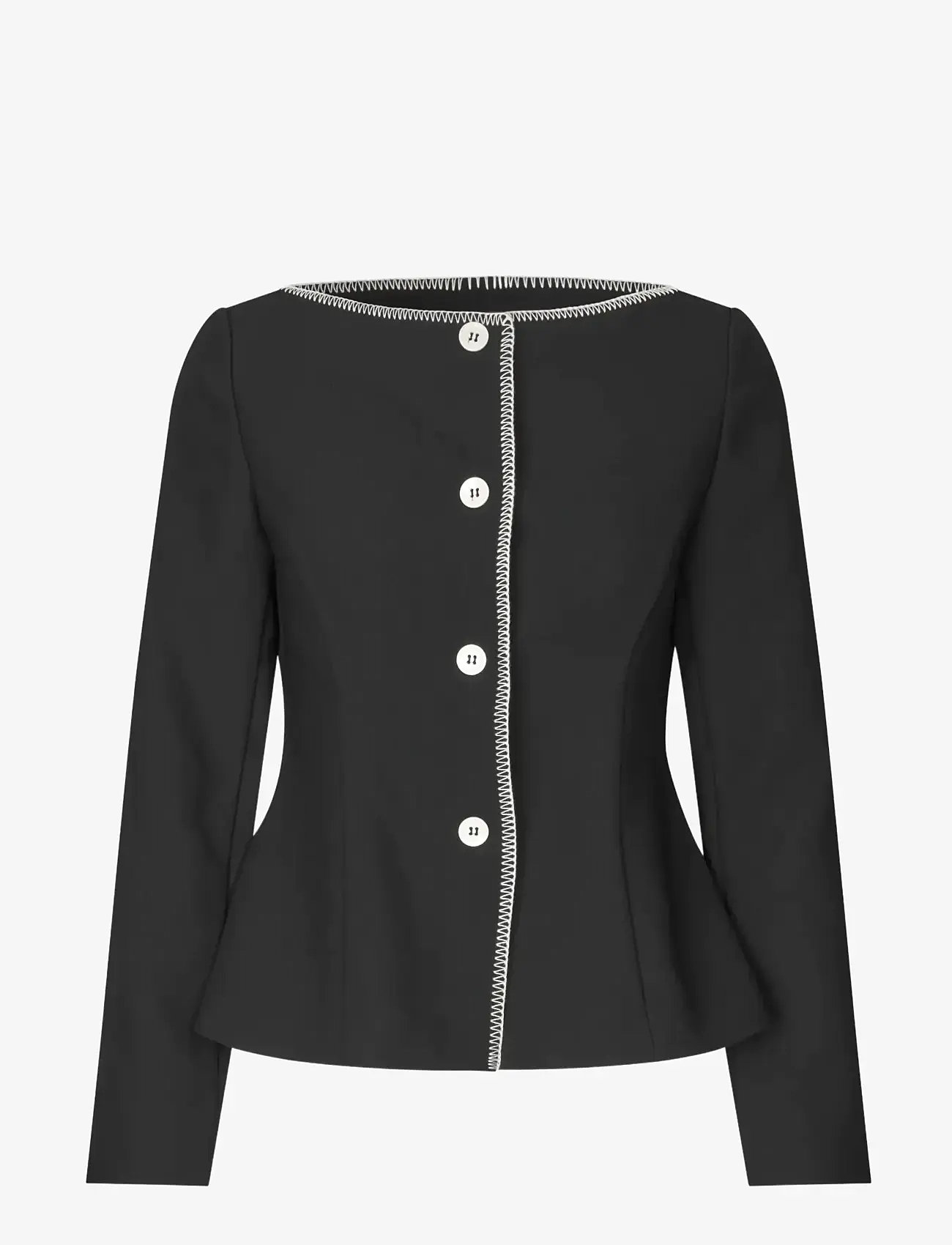 STINE GOYA - 2360 Structured Crepe, Square Neckl - frühlingsjacken - black - 1