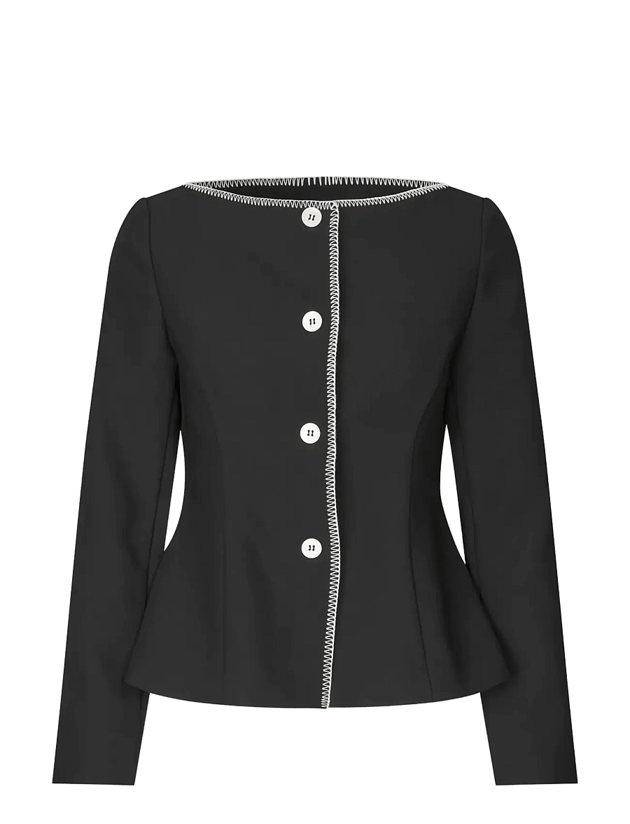 STINE GOYA - 2360 Structured Crepe, Square Neckl - vårjakker - black - 1