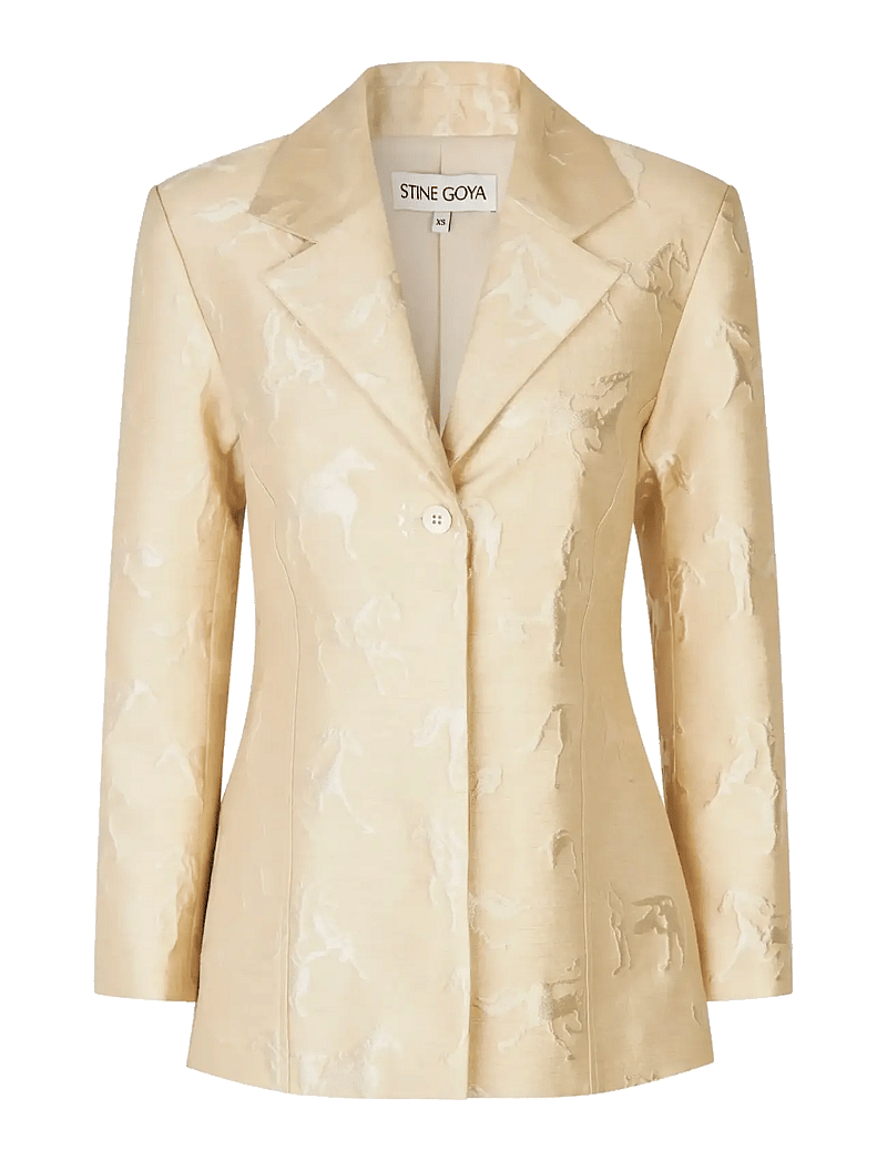 STINE GOYA - Jacquard Tailoring, Structured Single-Breasted Jacket - konfirmationstøj - porcelain cream - 1