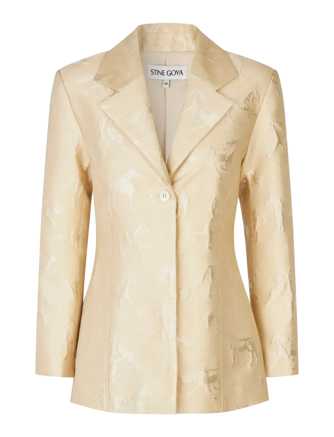 STINE GOYA Jacquard Tailoring, Structured Single-Breasted Jacket - Transitional Layering - PORCELAIN CREAM / cream