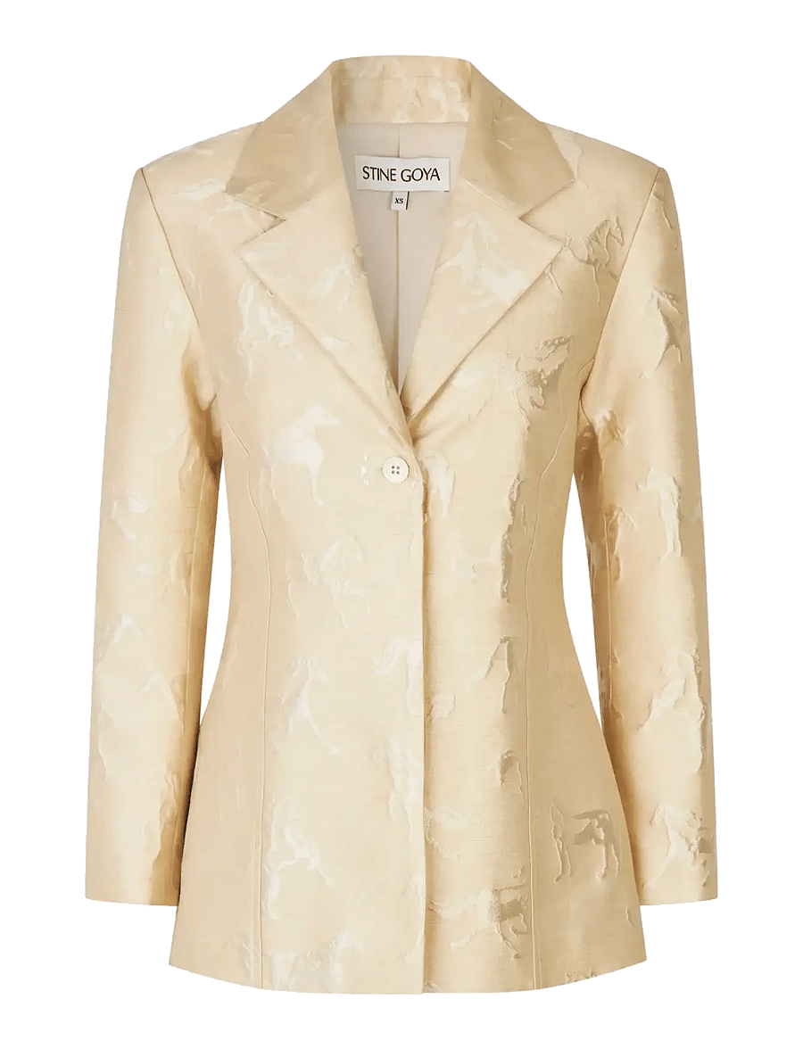 STINE GOYA - Jacquard Tailoring, Structured Single-Breasted Jacket - konfirmation - porcelain cream - 1