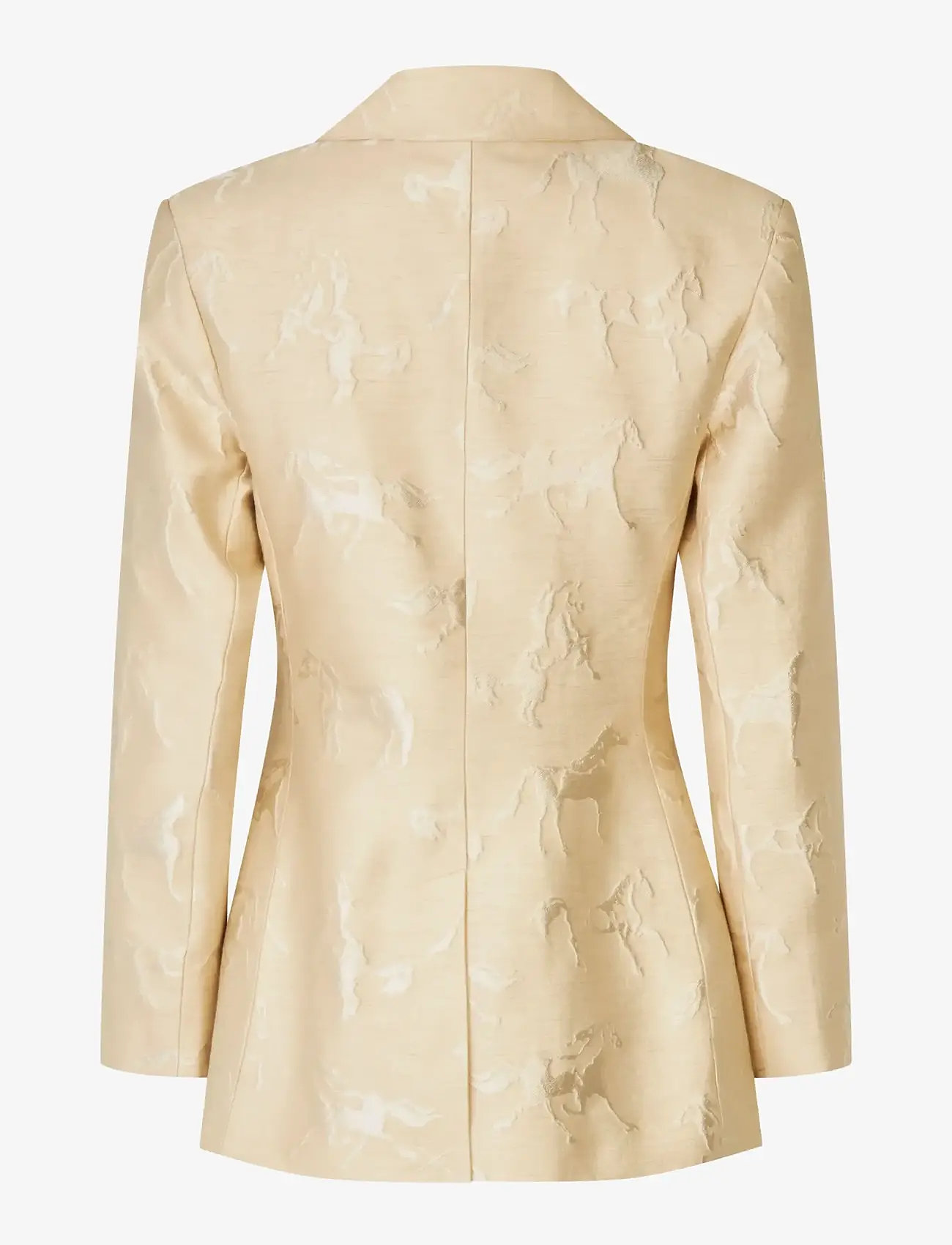 STINE GOYA - Jacquard Tailoring, Structured Single-Breasted Jacket - single breasted blazers - porcelain cream - 2