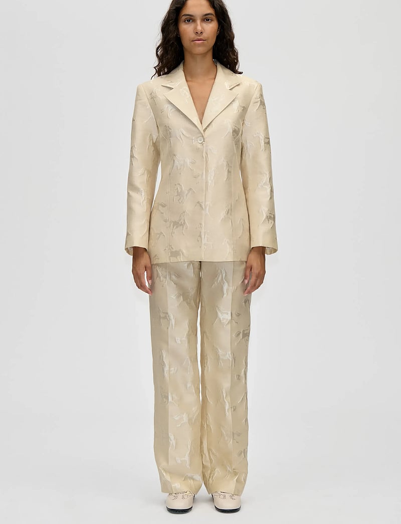 STINE GOYA - Jacquard Tailoring, Structured Single-Breasted Jacket - konfirmationstøj - porcelain cream - 0