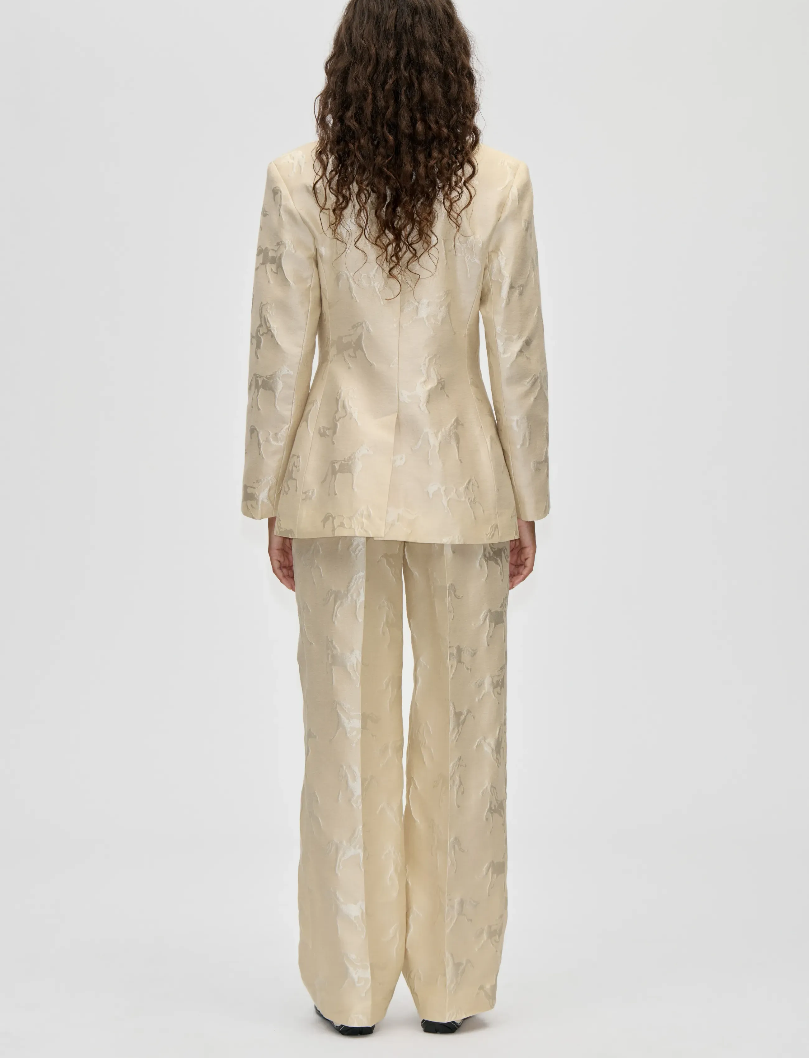 STINE GOYA - Jacquard Tailoring, Structured Single-Breasted Jacket - konfirmation - porcelain cream - 3