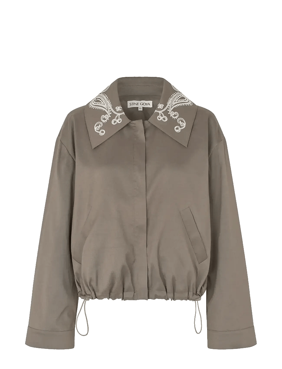 STINE GOYA - Embroidered Canvas, Blouson Eyelet Bomber - lette jakker - cherries on a paisley - 1