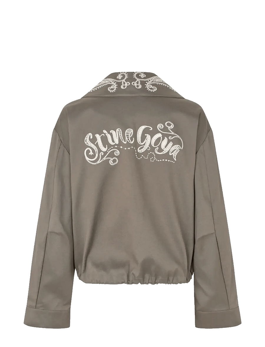 STINE GOYA - Embroidered Canvas, Blouson Eyelet Bomber - lette jakker - cherries on a paisley - 2