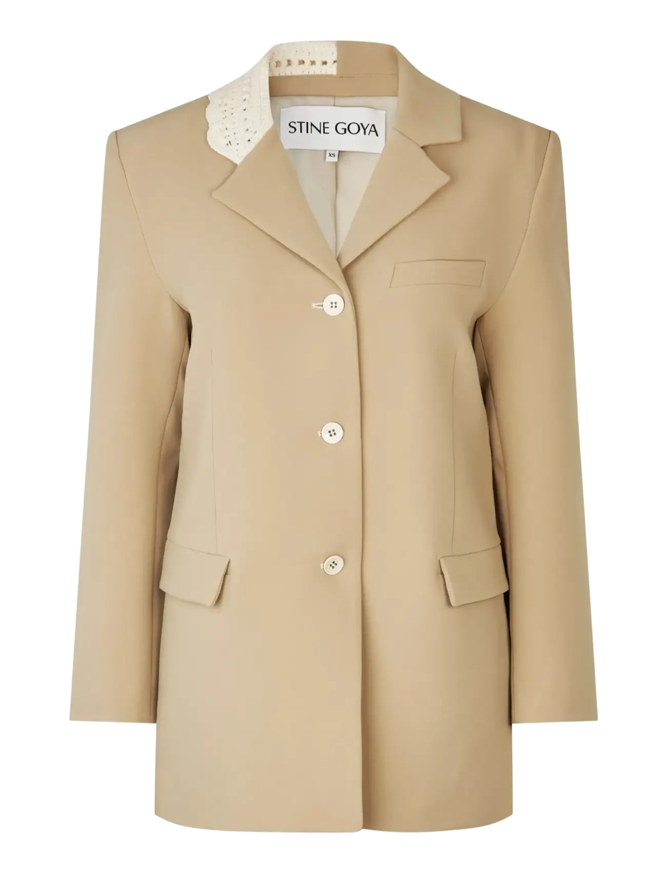 STINE GOYA Crafted Weave Tailoring, Detailed Tailored Blazer - Blazere - ECRU / beige