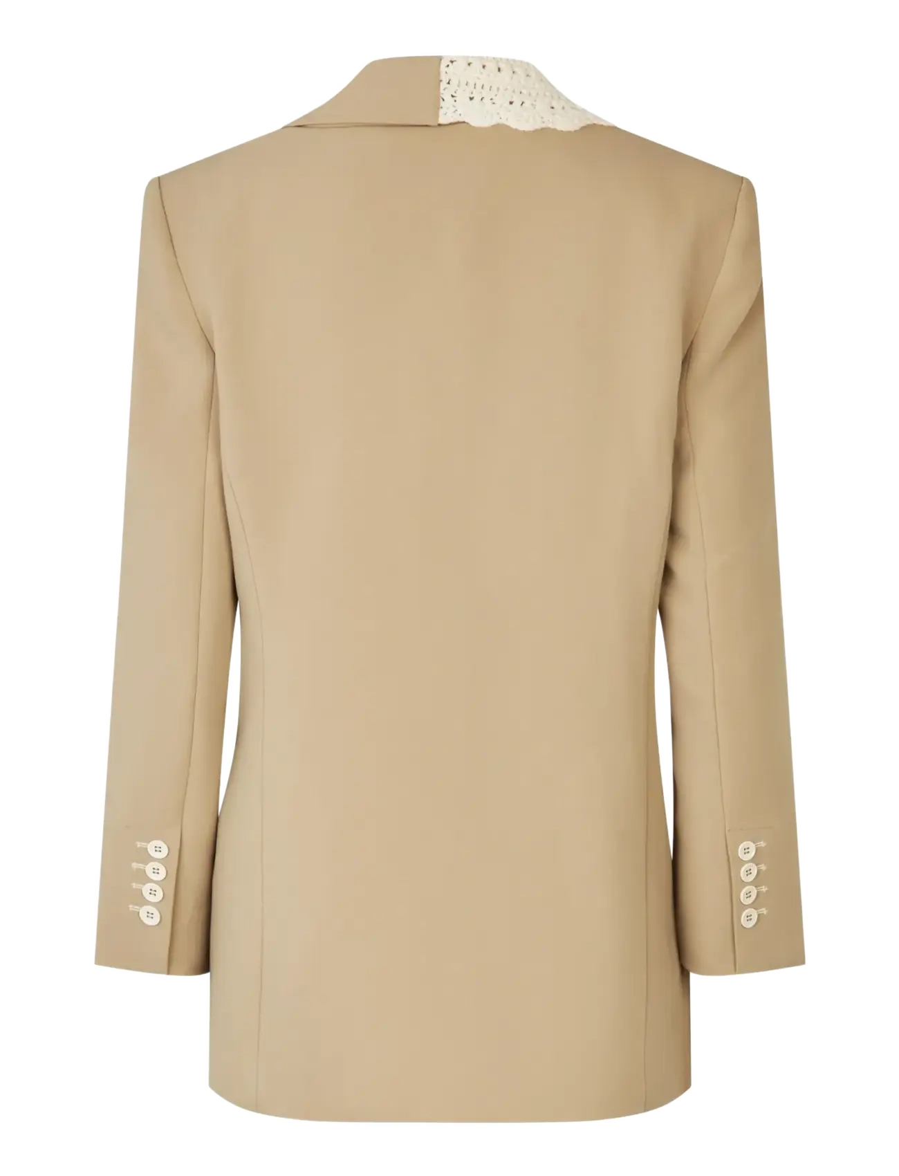 STINE GOYA - Crafted Weave Tailoring, Detailed Tailored Blazer - einhnepptir jakkar - ecru - 2