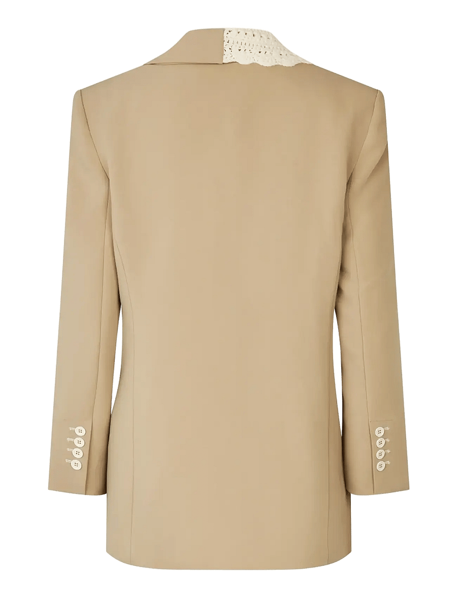 STINE GOYA - Crafted Weave Tailoring, Detailed Tailored Blazer - einhnepptir jakkar - ecru - 2
