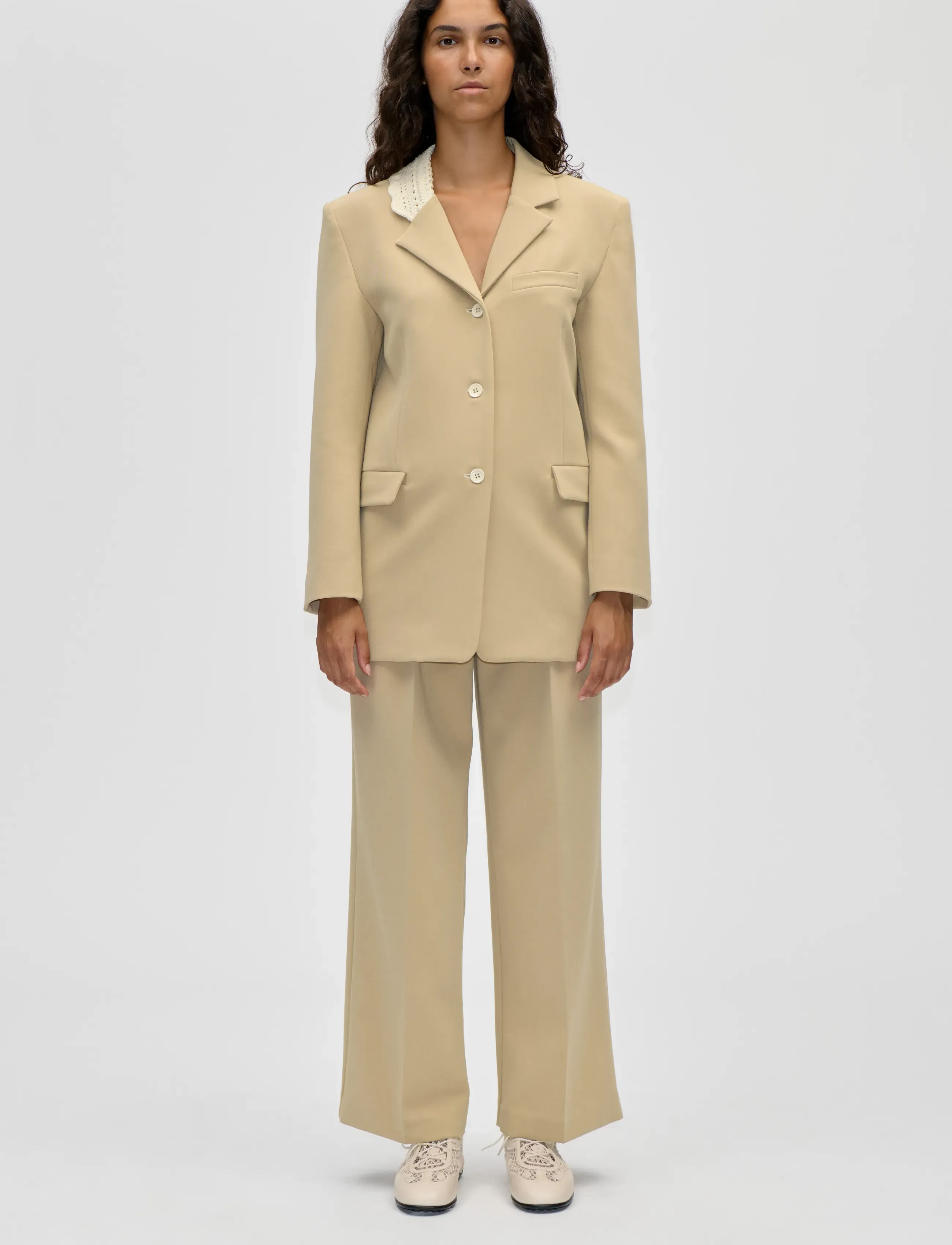 STINE GOYA Crafted Weave Tailoring, Detailed Tailored Blazer - Blazer - ECRU / beige