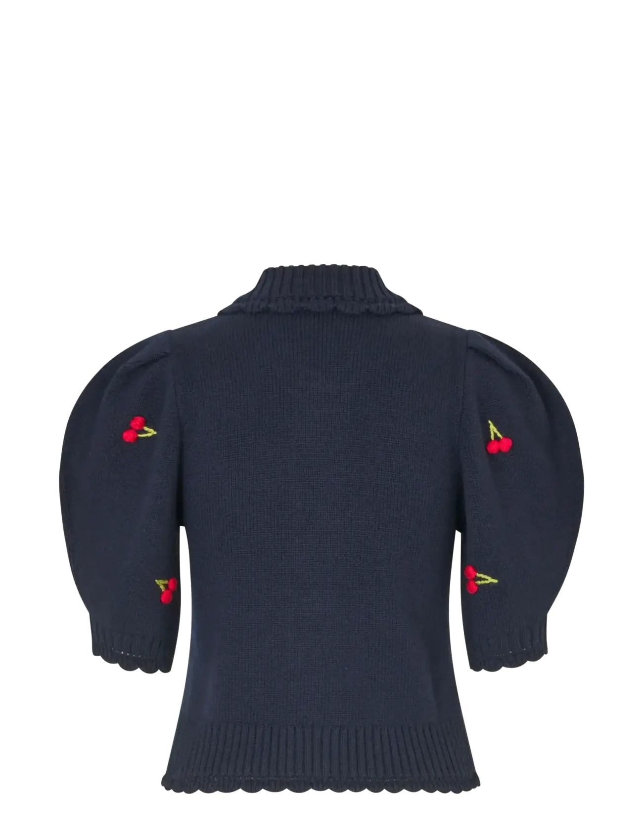 STINE GOYA - Midweight Wool, Bobble Knit Polo Cardigan - kaschmir - cherries bobble - 2