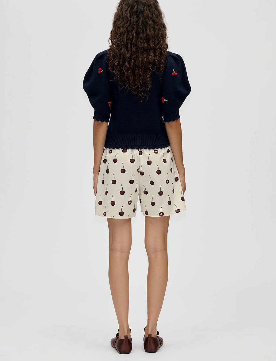 STINE GOYA - Midweight Wool, Bobble Knit Polo Cardigan - kaschmir - cherries bobble - 3