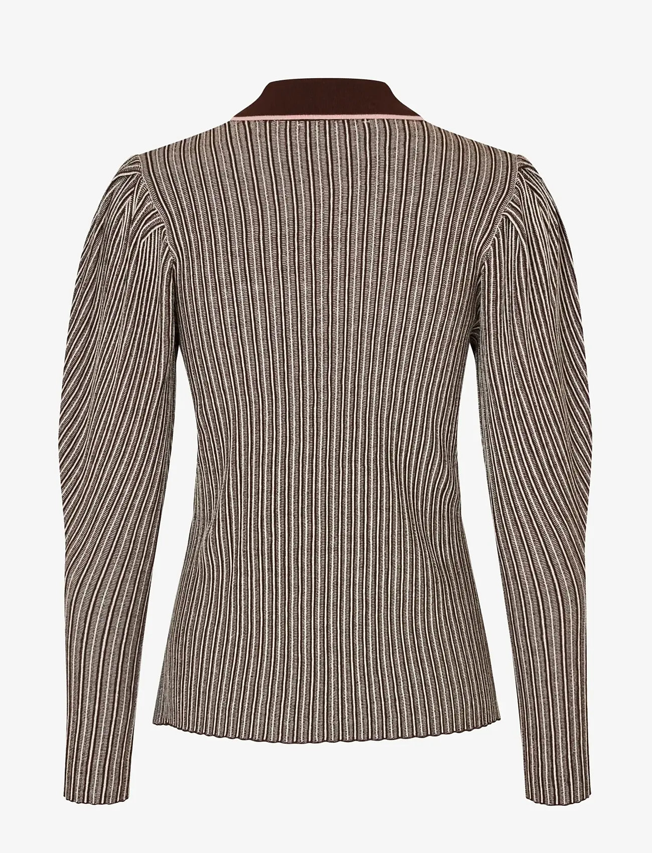 STINE GOYA - Soft Rib, Long Sleeve Knit Polo - denimskjorter - ivory stripes - 2