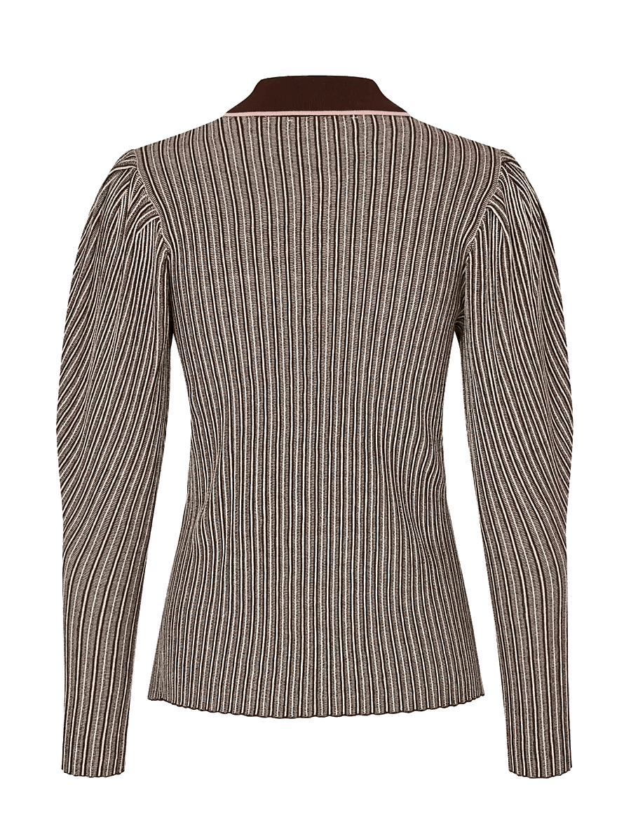 STINE GOYA - Soft Rib, Long Sleeve Knit Polo - denimskjorter - ivory stripes - 2