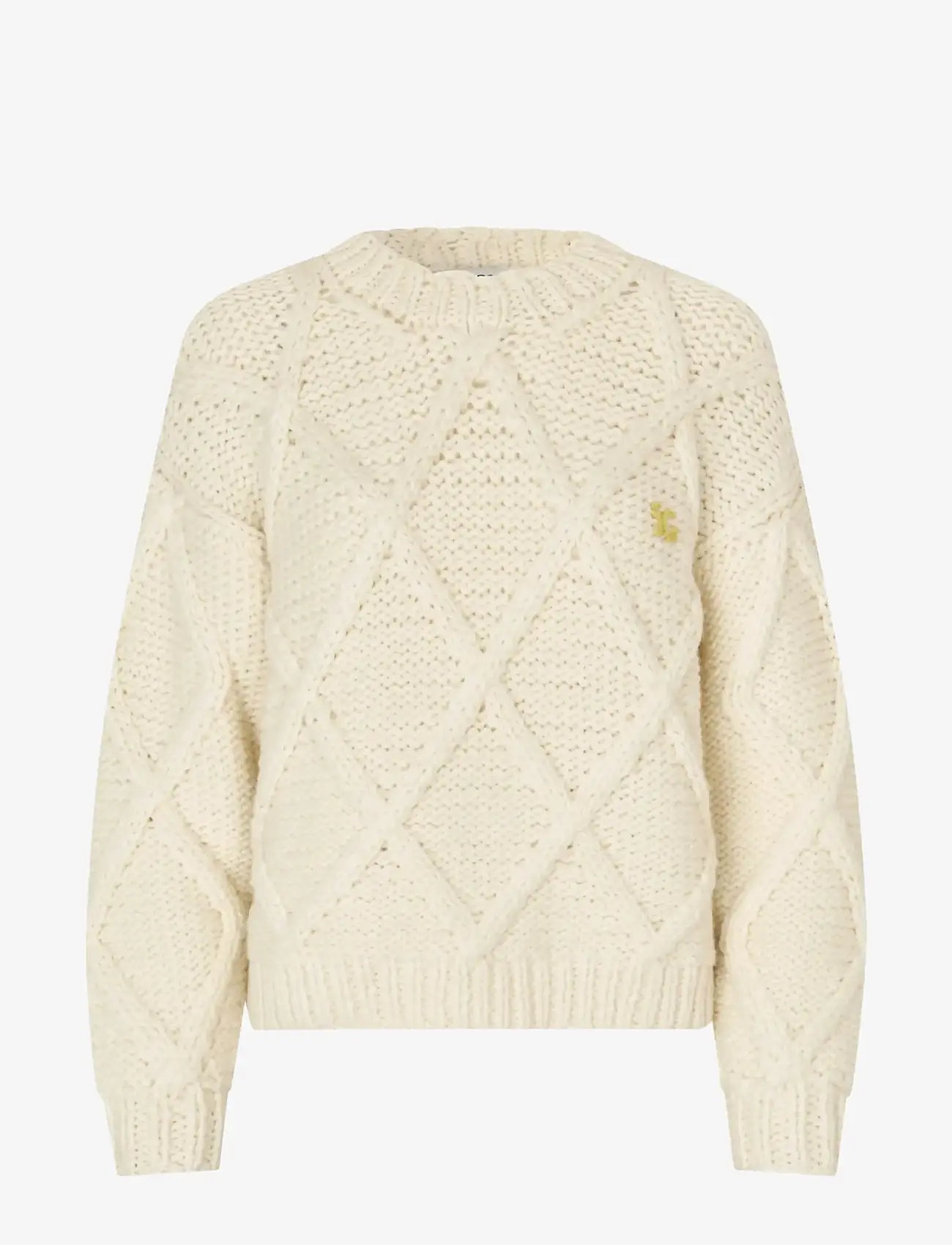 STINE GOYA - Handknit, Handknit Cable Sweater - sweaters - porcelain cream - 1