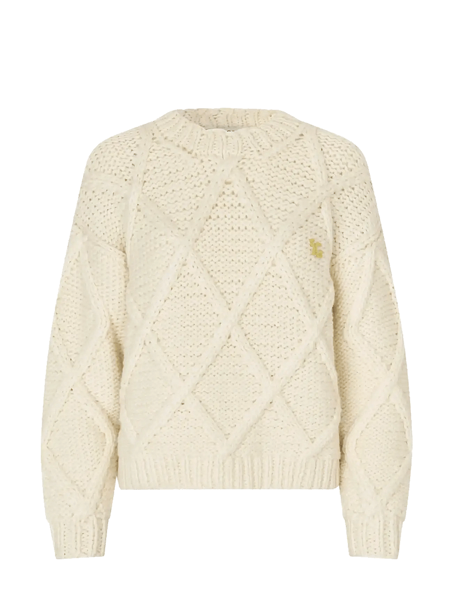 STINE GOYA - Handknit, Handknit Cable Sweater - trøjer - porcelain cream - 1