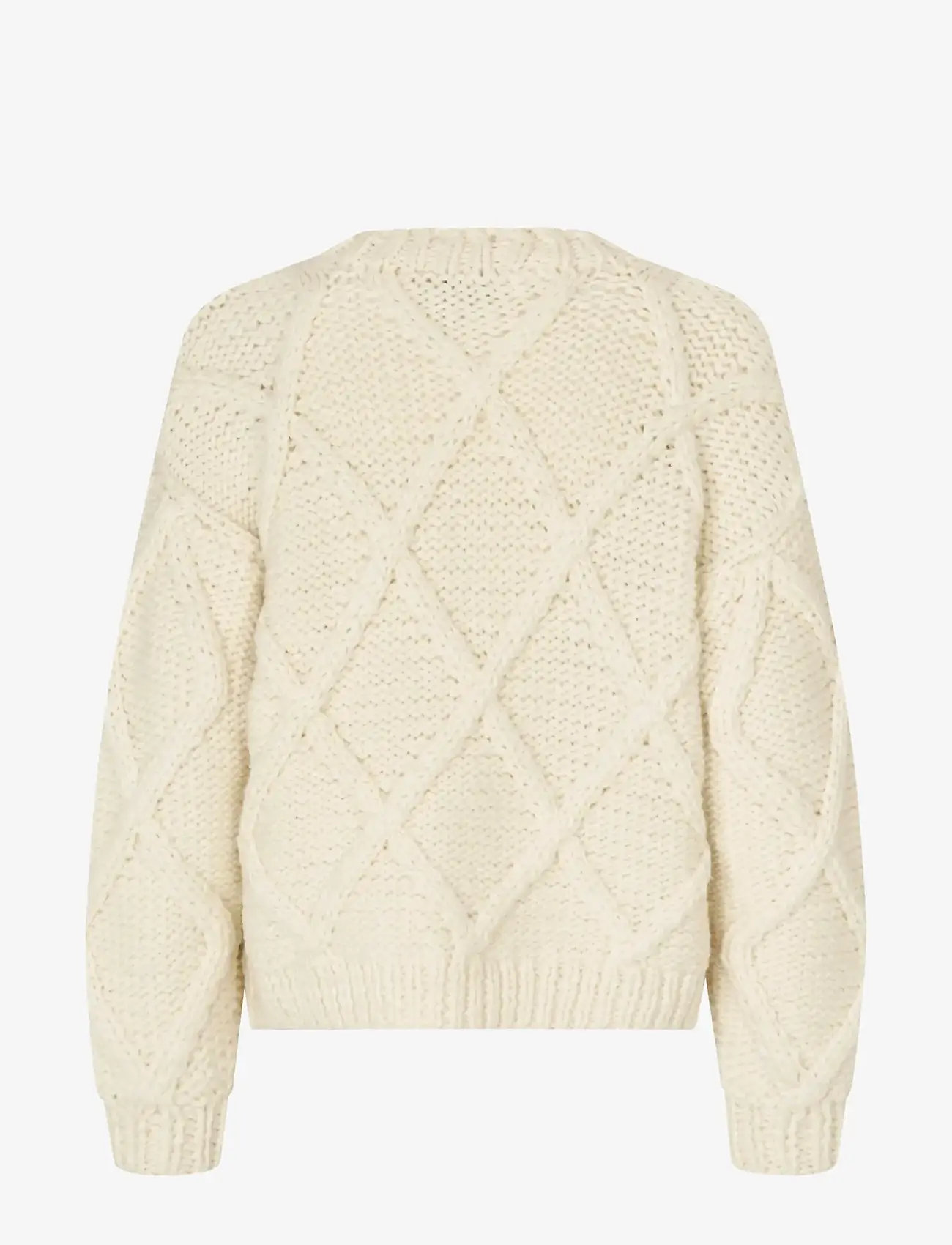 STINE GOYA - Handknit, Handknit Cable Sweater - sweaters - porcelain cream - 2