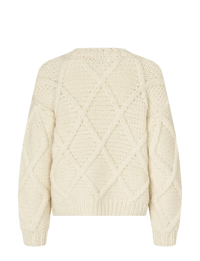 STINE GOYA - Handknit, Handknit Cable Sweater - trøjer - porcelain cream - 2