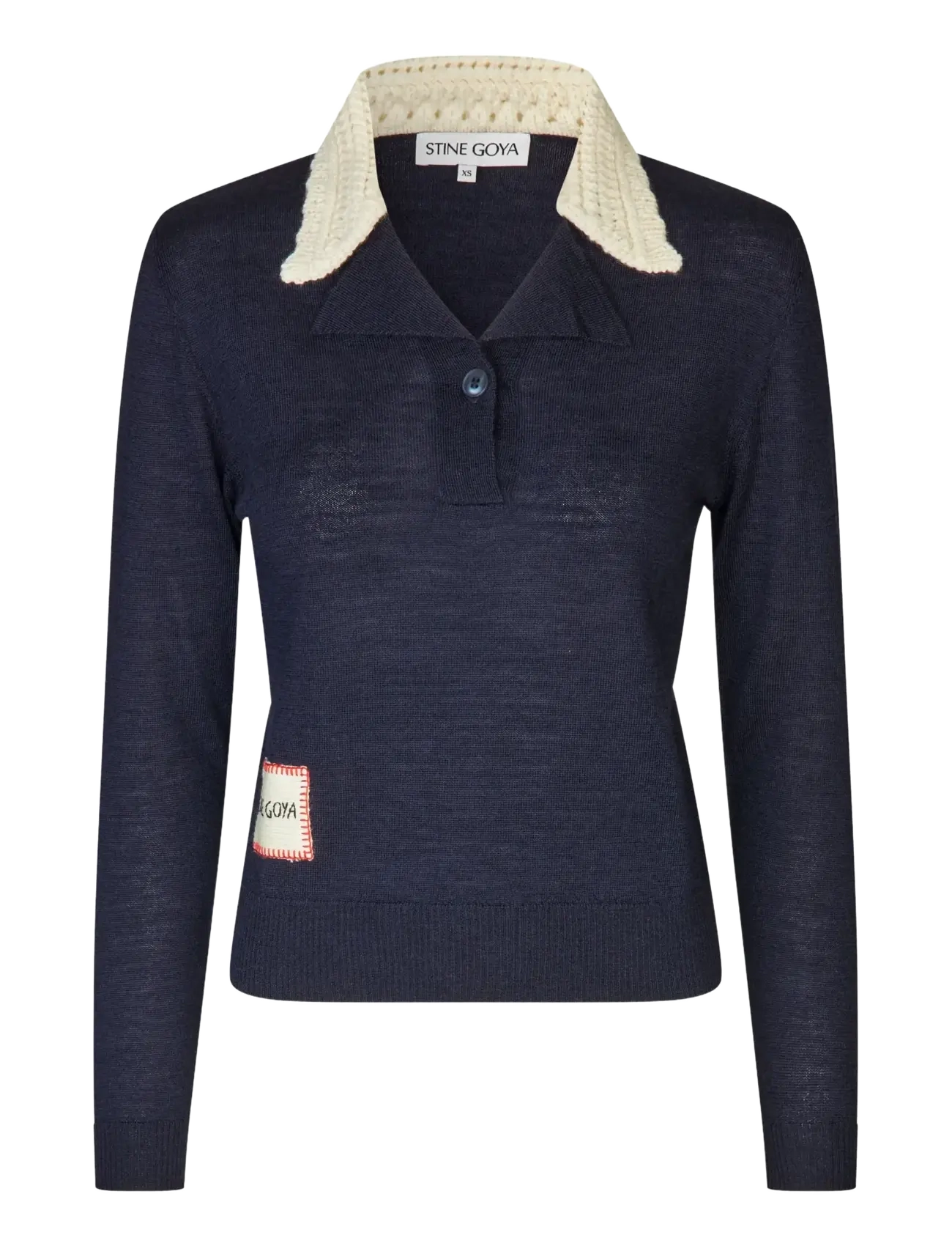 STINE GOYA Wolle Prime, Collared Pullover Knit Navy - XL - Damen