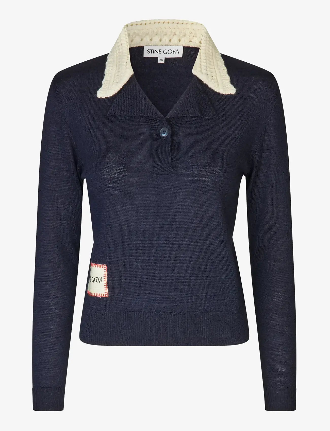 STINE GOYA - Wool Prime, Collared Pullover Knit - trøjer - midnight navy - 1
