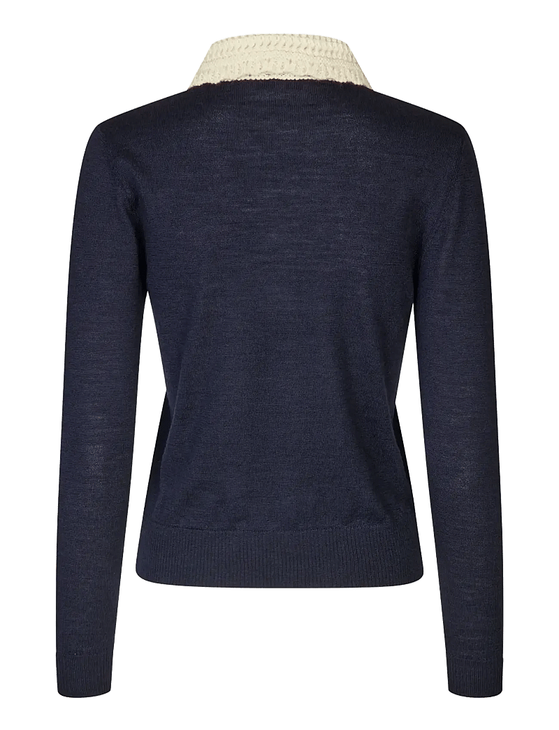 STINE GOYA - Wool Prime, Collared Pullover Knit - trøjer - midnight navy - 2