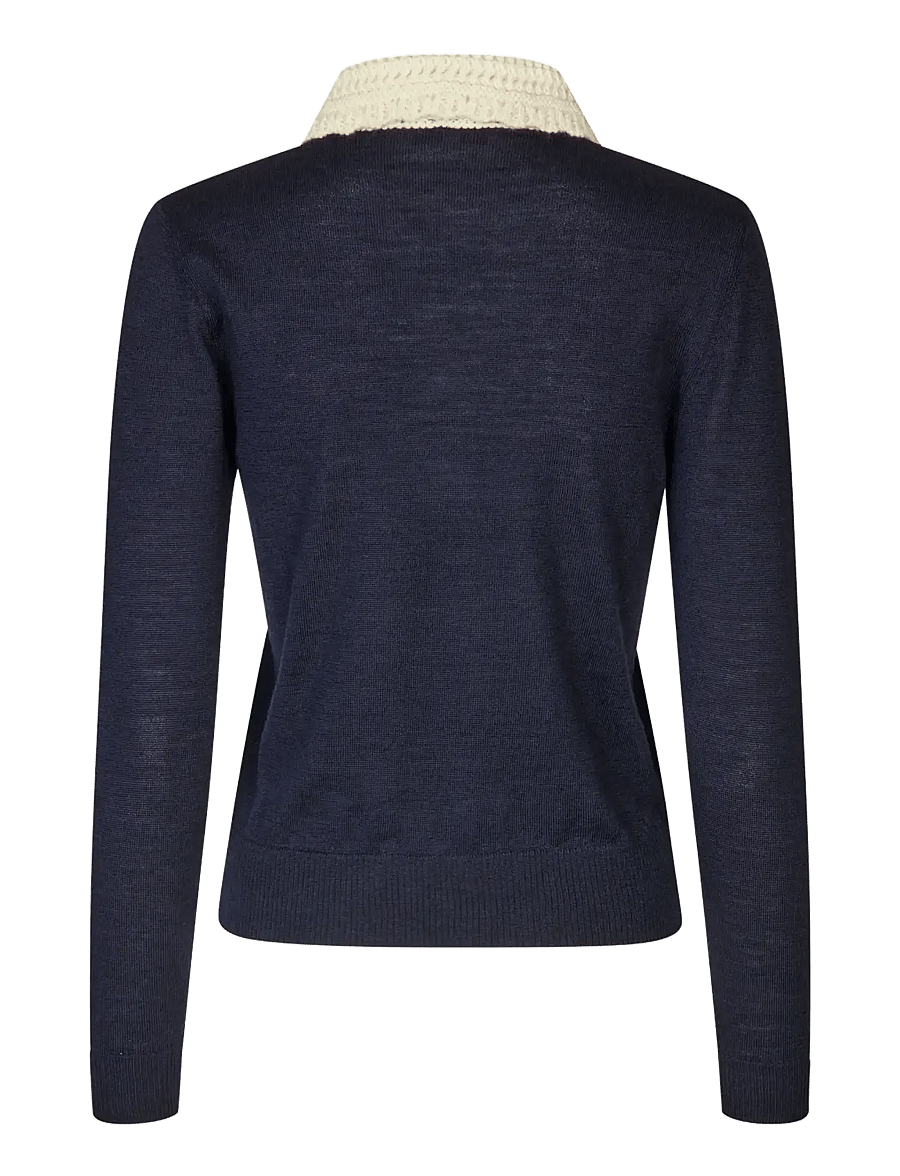 STINE GOYA - Wool Prime, Collared Pullover Knit - pullover - midnight navy - 2