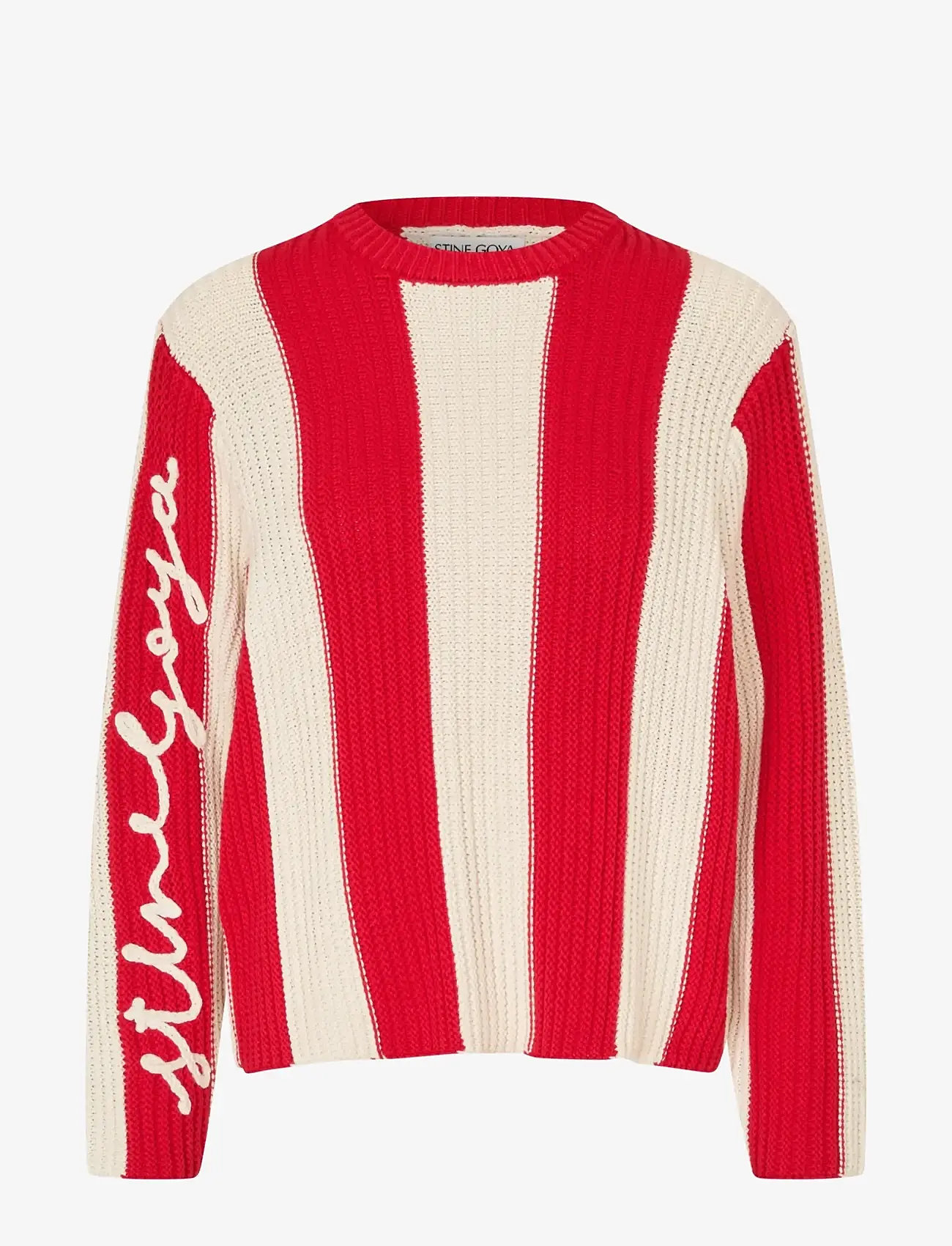 STINE GOYA - Lofty Cotton, Boxy Motif Sweater - sweaters - equestrian stripes - 1
