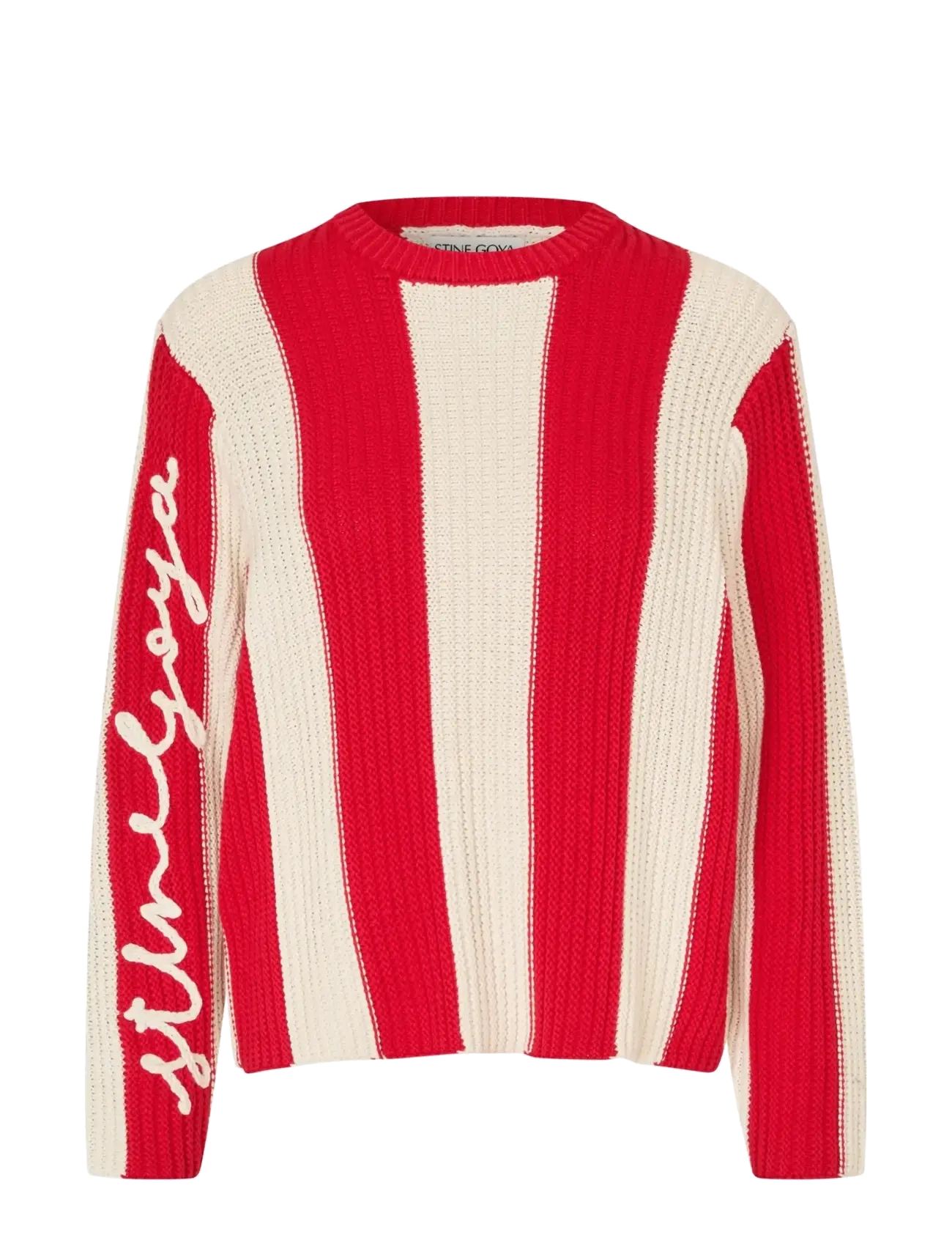 STINE GOYA Lofty Cotton, Boxy Motif Sweat - Nyheter - EQUESTRIAN STRIPES / red