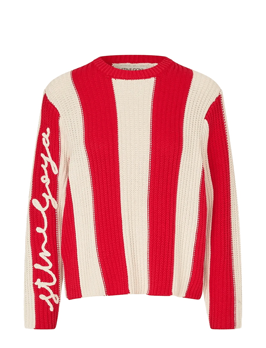 STINE GOYA - Lofty Cotton, Boxy Motif Sweater - pullover - equestrian stripes - 1