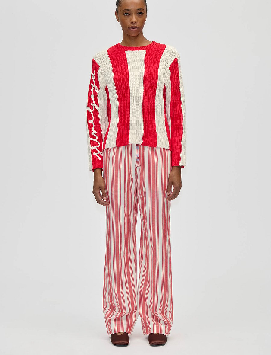 STINE GOYA - Lofty Cotton, Boxy Motif Sweater - pullover - equestrian stripes - 0