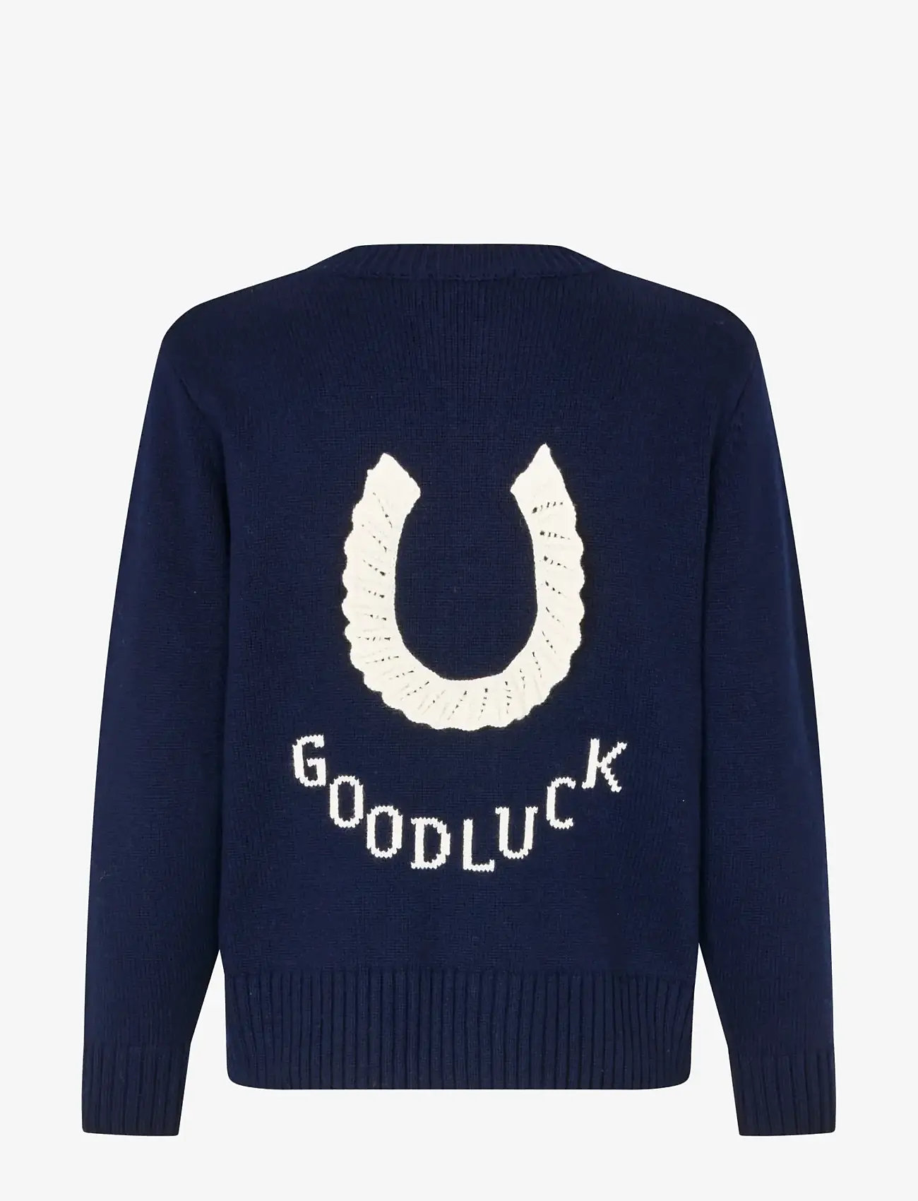 STINE GOYA - Jacquard Wool Blend, Crewneck Button-up Cardigan - kašmiir - lucky horse - 2