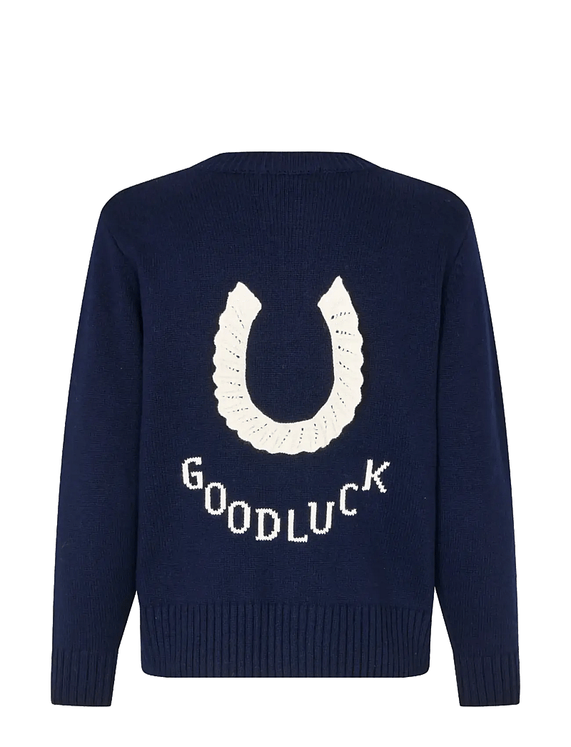 STINE GOYA - Jacquard Wool Blend, Crewneck Button-up Cardigan - cachemire - lucky horse - 2