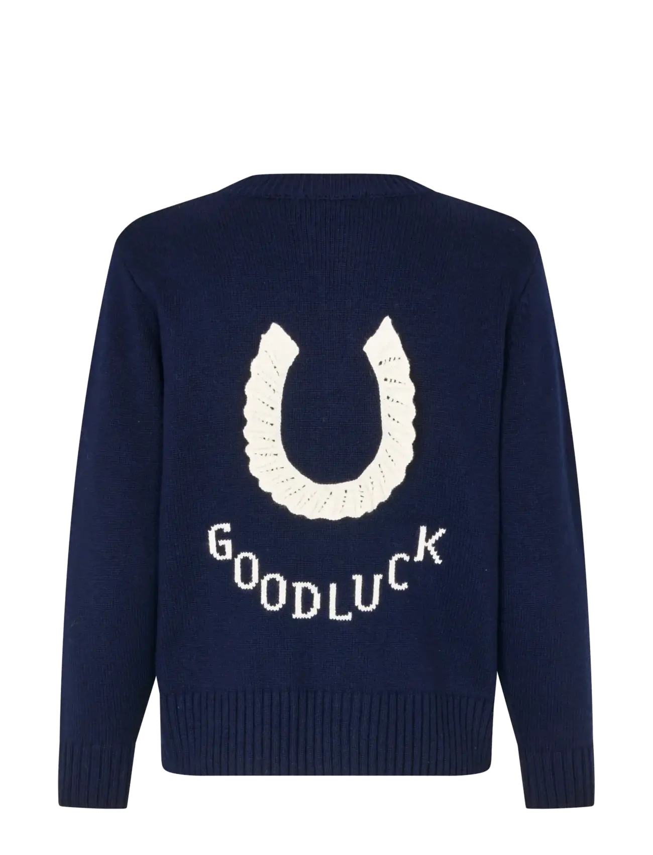 STINE GOYA - Jacquard Wool Blend, Crewneck Button-up Cardigan - cashmere - lucky horse - 2