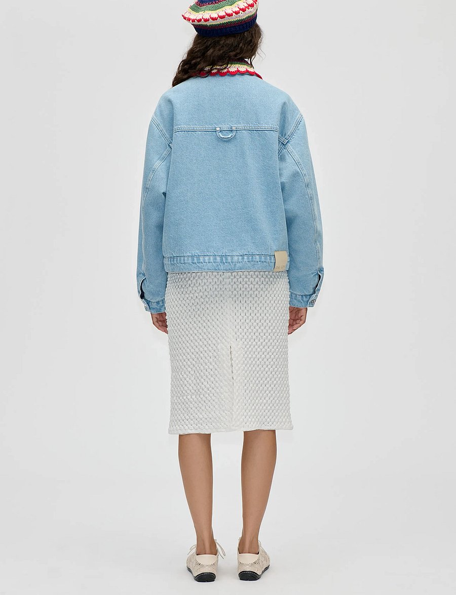 STINE GOYA - Double Rinse Denim, Collared Cropped Bomber - jeansjacken - denim blue - 3