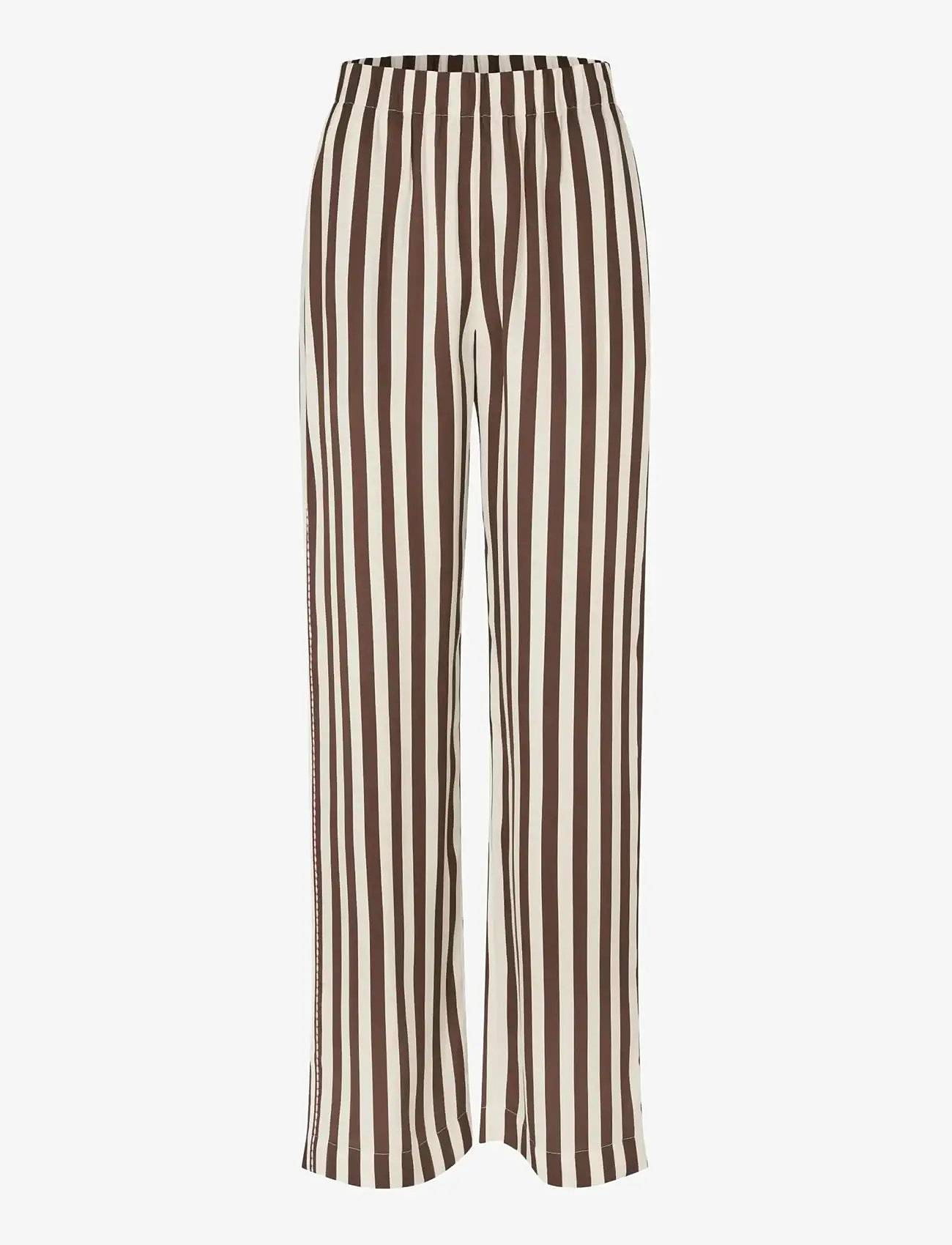 STINE GOYA - Dry Viscose, Elasticated Long Pants - bukser med brede ben - ivory stripes - 1