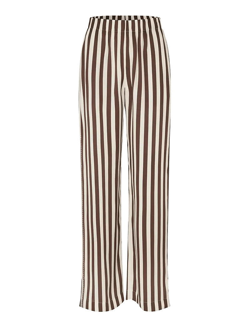 STINE GOYA - Dry Viscose, Elasticated Long Pants - spodnie szerokie - ivory stripes - 1