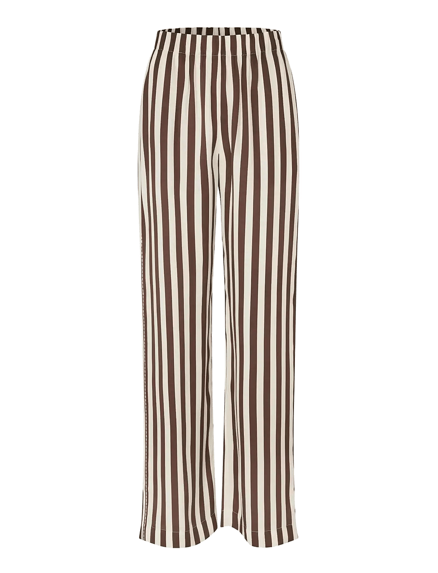 STINE GOYA - Dry Viscose, Elasticated Long Pants - ivory stripes - 1