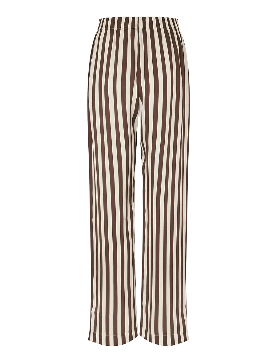 STINE GOYA - Dry Viscose, Elasticated Long Pants - ivory stripes - 2