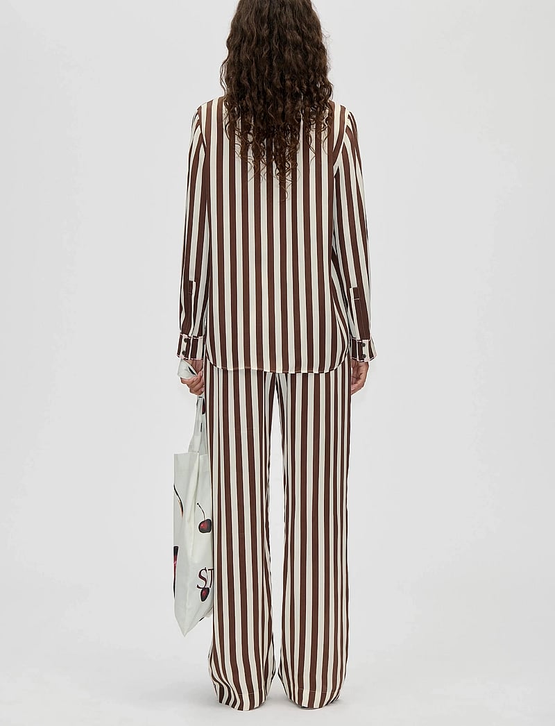 STINE GOYA - Dry Viscose, Elasticated Long Pants - spodnie szerokie - ivory stripes - 3