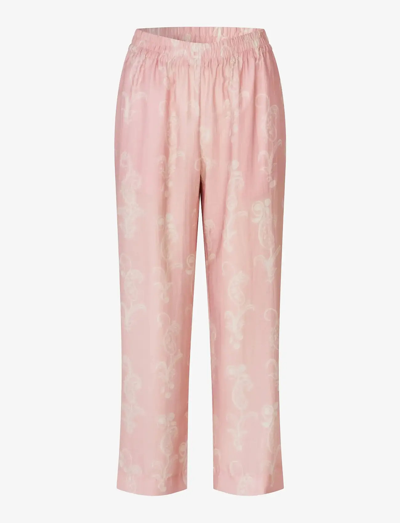 STINE GOYA - Tencel, Elasticated Waistband Cropped Pants - straight leg hosen - cherries on a paisley - 1