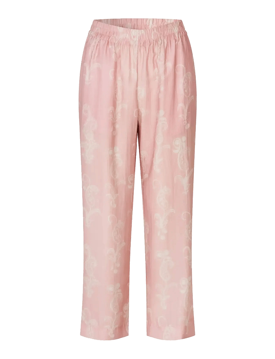 STINE GOYA - Tencel, Elasticated Waistband Cropped Pants - bukser med lige ben - cherries on a paisley - 1
