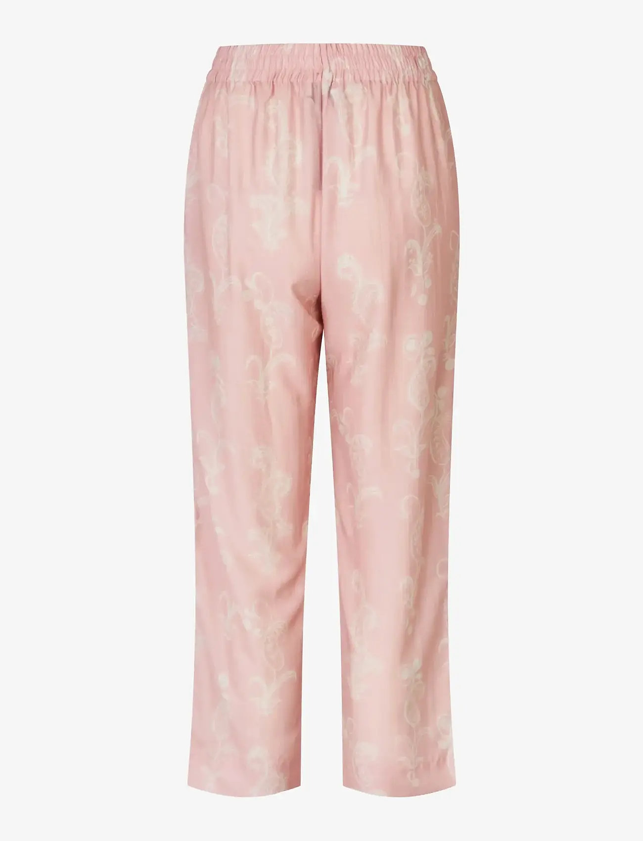 STINE GOYA - Tencel, Elasticated Waistband Cropped Pants - straight leg hosen - cherries on a paisley - 2