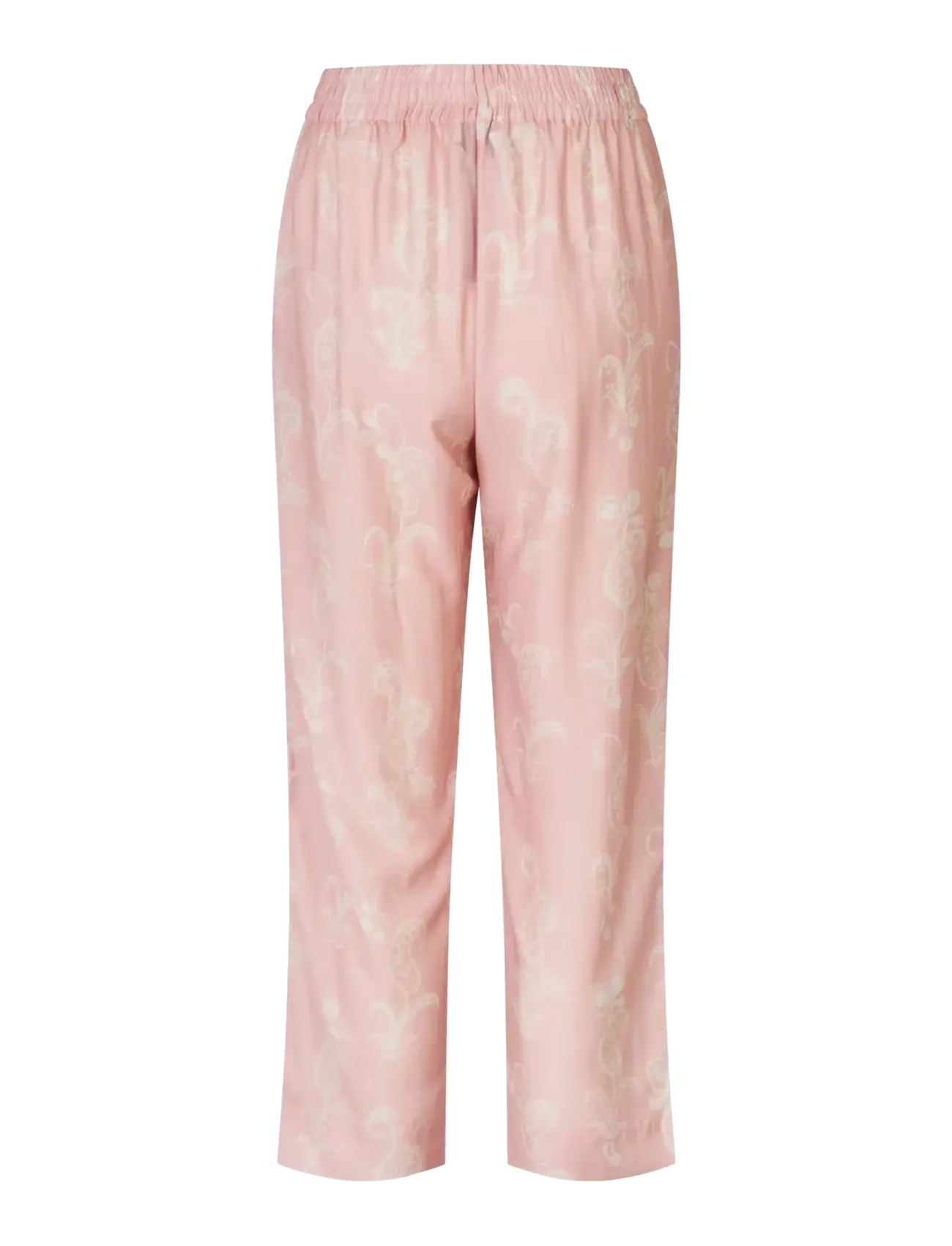 STINE GOYA - Tencel, Elasticated Waistband Cropped Pants - straight leg hosen - cherries on a paisley - 2