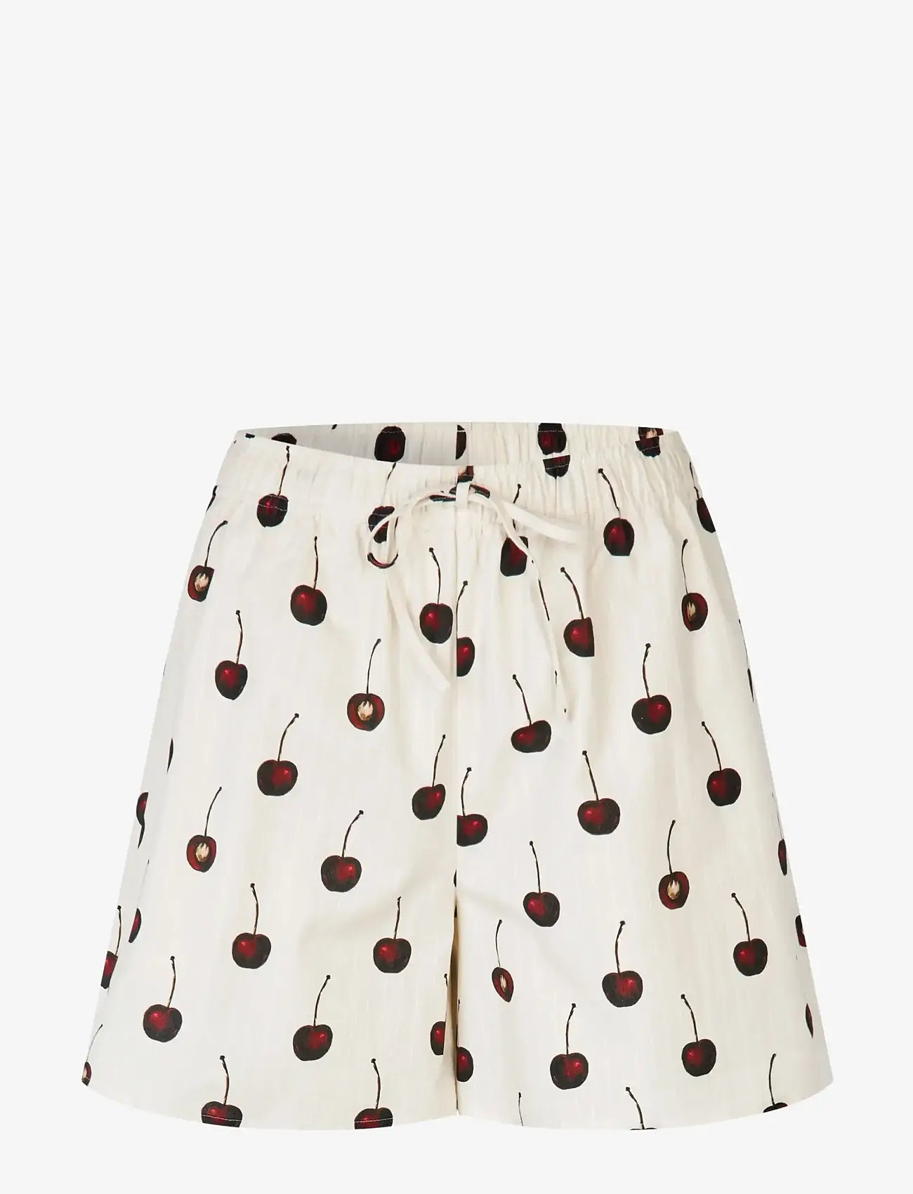 STINE GOYA - Crisp Stripe Shirting, Elasticated Waistband Shorts - casual shorts - cherries - 1