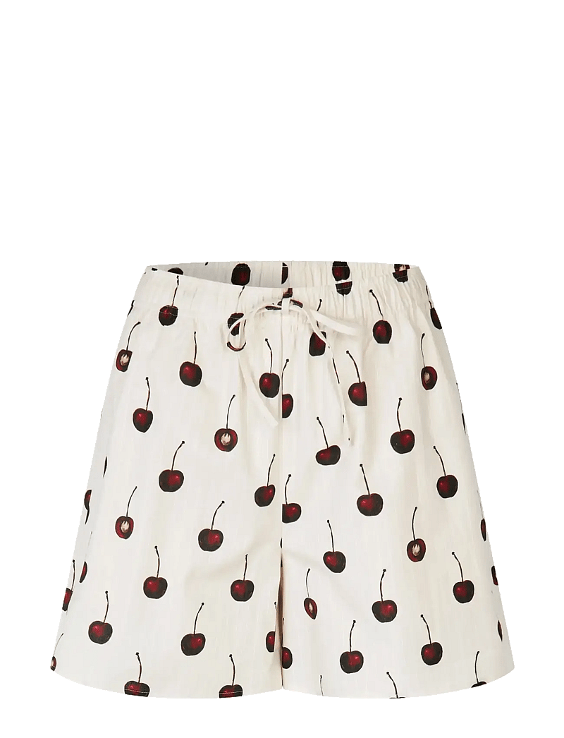STINE GOYA - Crisp Stripe Shirting, Elasticated Waistband Shorts - casual shorts - cherries - 1